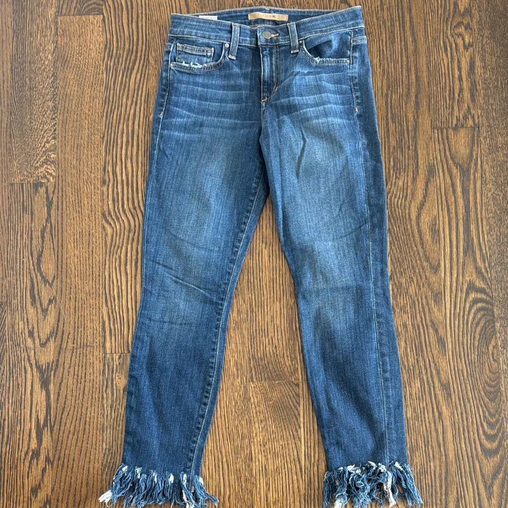 Joe's Jeans Dark Blue Frayed Hem Cropped Jeans